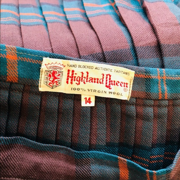 VINTAGE HIGHLAND QUEEN Wool Skirt - Size 14 - Picture 4 of 11